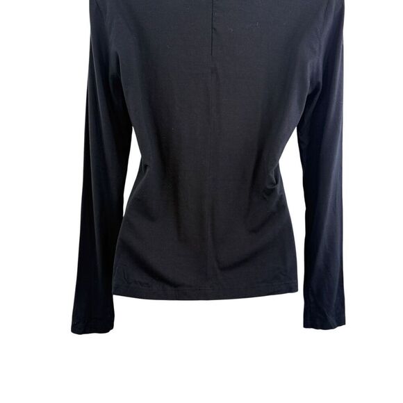 Akris Punto Knit Top Size 10 Cotton Mock Neck Black Pullover Back Zip - Picture 13 of 16